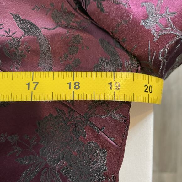 Vintage Silk Box Women's Burgundy Jacquard Asian Print Jacket Size 12 Regal Chic - Picture 4 of 10